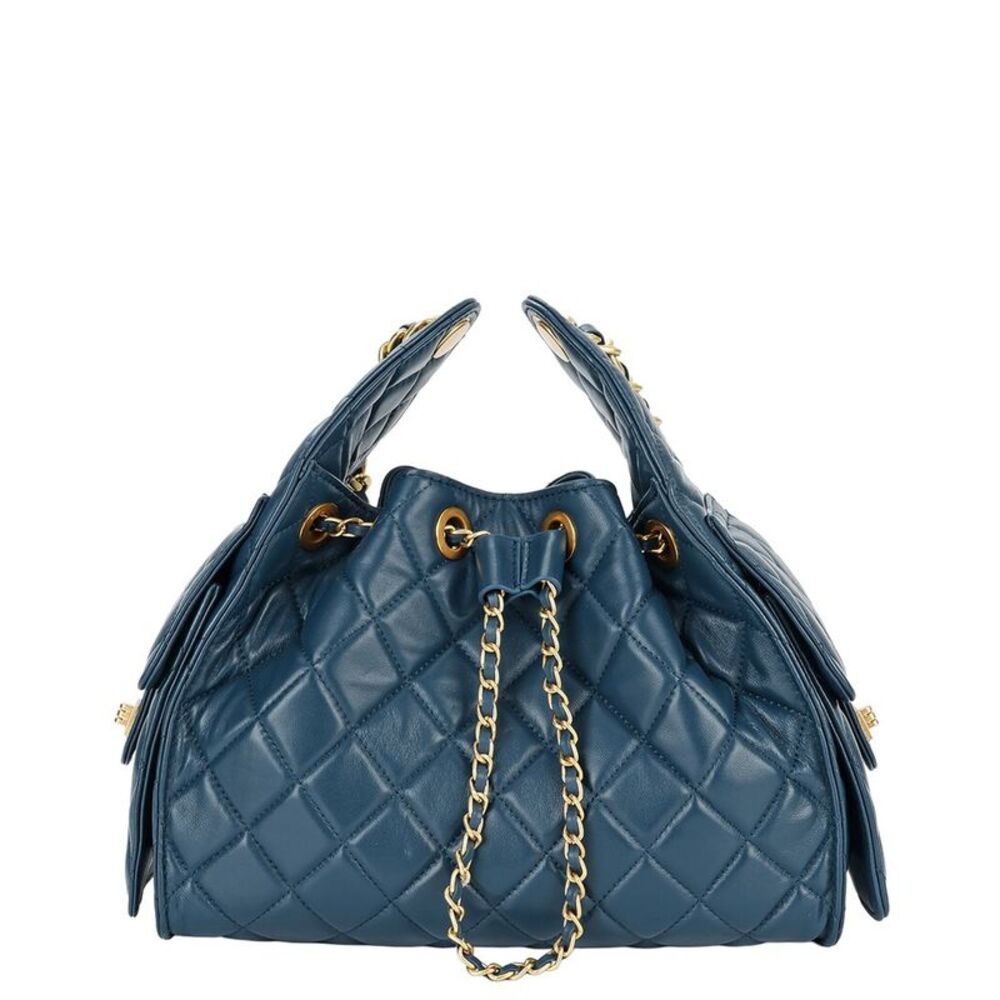 Tiffany & Fred Paris Quilted Leather Shoulder Bag, Blue